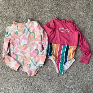(2) girls Roxy & Carters long sleeved bathing suits size 6